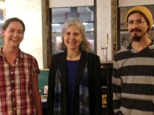 Marisa Egerstrom, Jill Stein and Rene Perez in the space shared by UNregular Radio and DigBoston